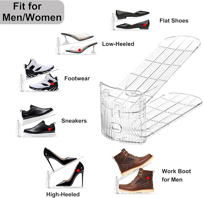 6Pack Shoe Slot Organizers for Closet Shoe Stacker Organizer Storage Shoe Rack Space Saver Storage Shoe Holder Organization