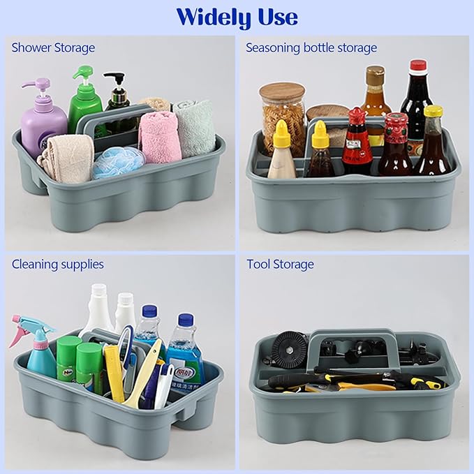 Parlynies All-Purpose Cleaning Caddy, Cleaning Tool Organizer with Handle Portable Shower Caddy Basket, Grey, 6 Pack