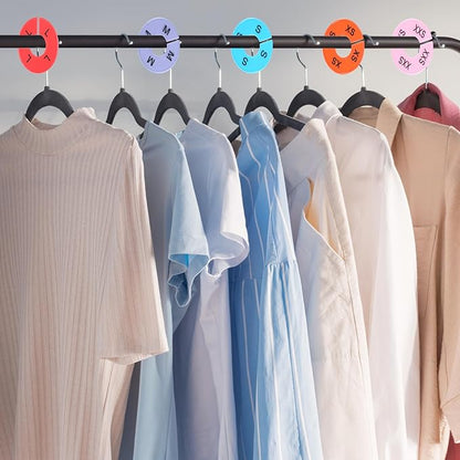 8 PCS Clothing Size Dividers, Closet Dividers for Hanging Clothes, Color Plastic Clothing Rack Size Divider Round Colorful Plastic Hanger Tags Reusable Clothes Divider for Racks in 8 Sizes 2XS - 3XL
