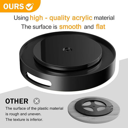Lazy Susan Organizer Homerays 12 Inch Non-Skid Bamboo Lazy Susan for Kitchen Rotating Spice Rack with Handles, Wood Turntable for Kitchen Cabinet,Countertop (Black, Medium)