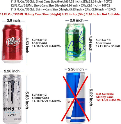 BingoHive Rolling Soda Can Organizer for Refrigerator Can Dispenser for Beer Soda Seltzer Pop Can Soda Organizer for 10 Standard Size 11.15oz or 12oz Cans Holder Storage Pantry Organization