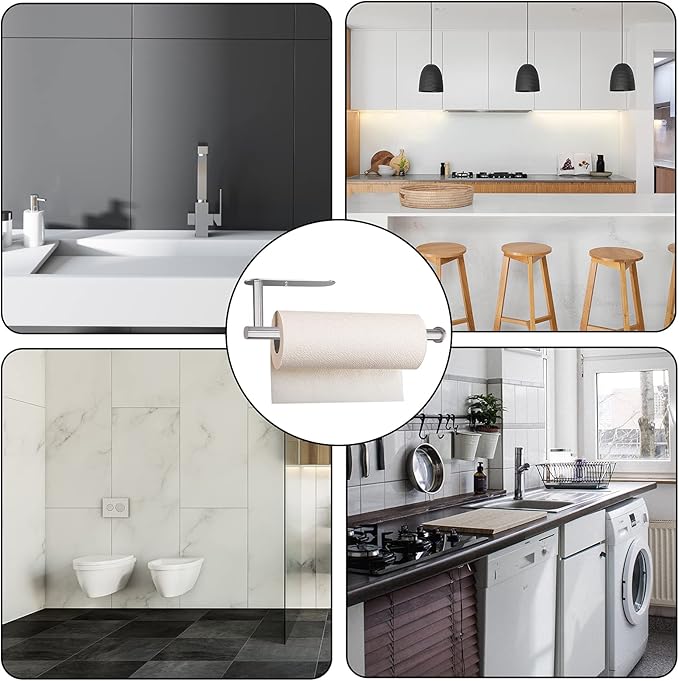 Paper Towel Holders,Paper Towels Rolls,Paper Bulk- Self-Adhesive Under Cabinet Wall Mount Countertop,Both Available in Adhesive and Screws,for Kitchen, Pantry, Sink, Bathroom，Stainless Steel-Gold