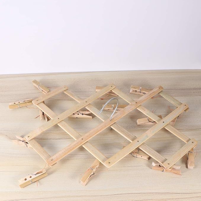 Folding Hangers Foldable Laundry Socks Hanging Rack Multi Hanger Socks Hook Dryer Folding Drying Rack Clothespin Baby Clip Wooden