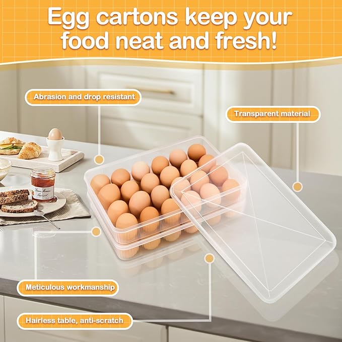 LIYYOO Deviled Egg Containers With Lid, Egg Holder For Fridge,Egg Organizer for Refrigerator,Clear Stackable Plastic Egg Carton,Egg Storage Container,Reusable Egg Tray Egg Box(3 Packs, 72 Eggs)