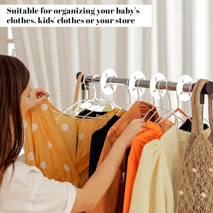 16 Pcs Clothing Size Dividers,Size Rings for Clothing Racks Round White Plastic Clothings Sizes Closet Rack Dividers Hangers Pre-Labeled (XXS-XXXL) Round Sizer for Rods and Organizers