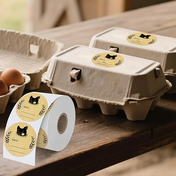 500 Pcs 2 inch Natural Brown Kraft Chicken Egg Canning Sticker for Kitchen Mason Jar, Packaging