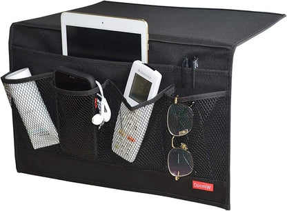 DuomiW 6 Pockets Bedside Storage Organizer, Bedside Caddy, Table Cabinet Storage Organizer, TV Remote Control, Phones, Magazines, Tablets, Accessories (Light Black)