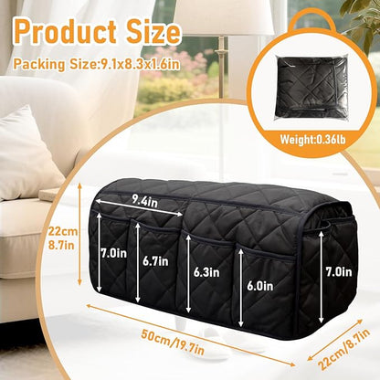 Gloserin Armchair Caddy, Sofa Armrest Organizer, Non Slip Remote Control Holder for Recliners, Recliner Arm Caddy with 14 Pockets Storage for TV Remote, Phone, Magazine (Black)