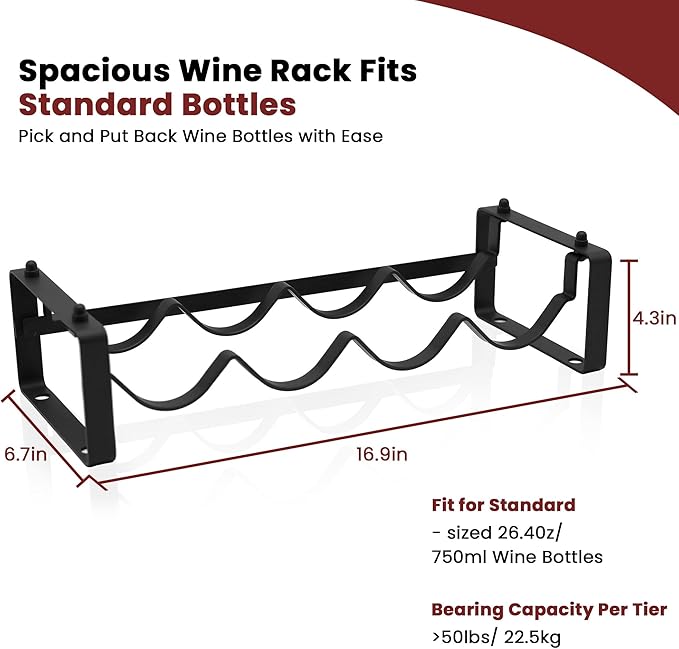 Stackable 4 Bottles Wine Rack – Compact Metal Wine Holder for Countertop, Cabinet, Pantry, Bar, or Small Spaces – Small Freestanding Wine Storage Organizer for Tight Spaces (1 Tier, Black)