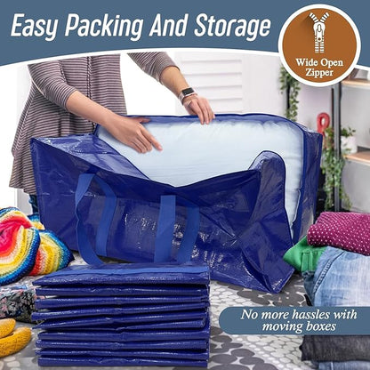 Veradome Extra Large Moving Bags with Zippers & Carrying Handles, Heavy-Duty Storage Tote Moving Boxes for Space Saving (6)