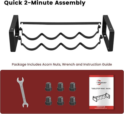 Stackable 4 Bottles Wine Rack – Compact Metal Wine Holder for Countertop, Cabinet, Pantry, Bar, or Small Spaces – Small Freestanding Wine Storage Organizer for Tight Spaces (1 Tier, Black)