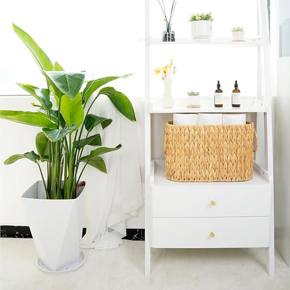 Large Toilet Paper Storage Basket, Wicker Toilet Paper Holder for up to 6 Rolls, Water Hyacinth Toilet Paper Basket Bathroom Organizer, Rattan Bathroom Accessories Organizer