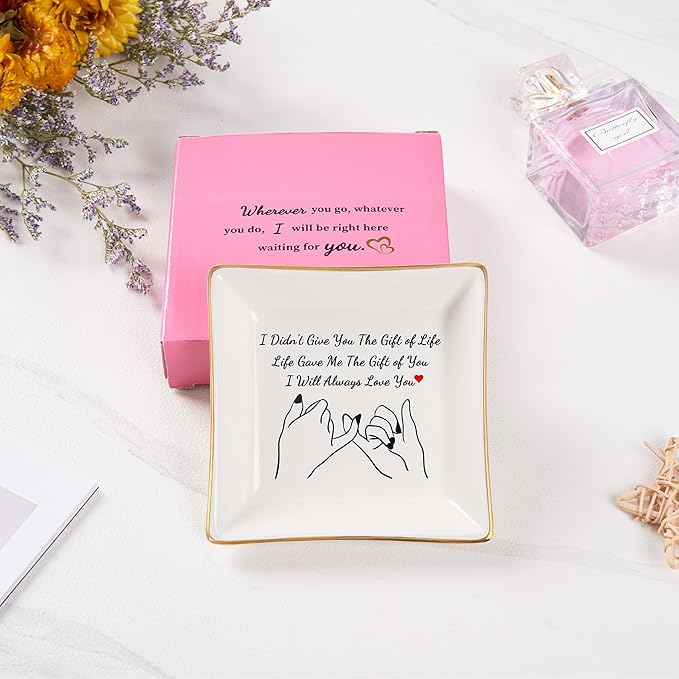 Spegiffu Daughter in Law Gifts Stepdaughter Bonus Daughter Gifts Trinket Dish, Birthday Christmas for Daughter in Law Bonus Daughter Stepdaughter - Life Gave Me The Gift of You