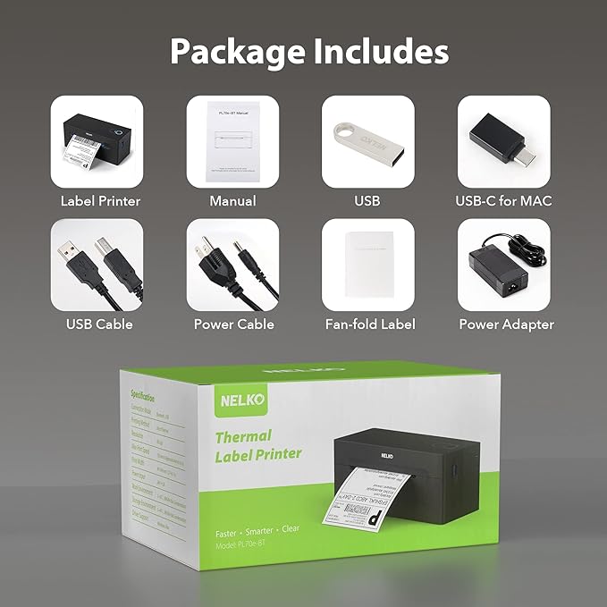 Nelko Bluetooth Thermal Shipping Label Printer, Wireless 4x6 Shipping Label Printer for Small Business, Support Android, iPhone and Windows, Widely Used for Amazon, Ebay, Shopify, Etsy, USPS