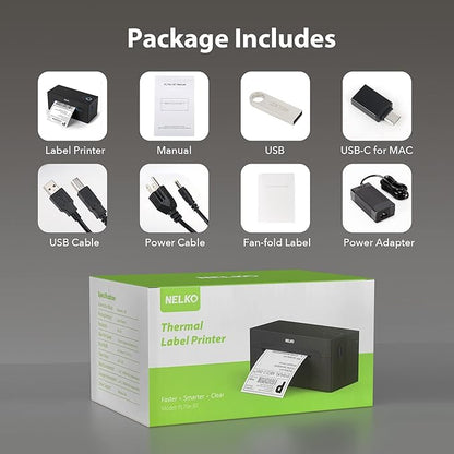 Nelko Bluetooth Thermal Shipping Label Printer, Wireless 4x6 Shipping Label Printer for Small Business, Support Android, iPhone and Windows, Widely Used for Amazon, Ebay, Shopify, Etsy, USPS