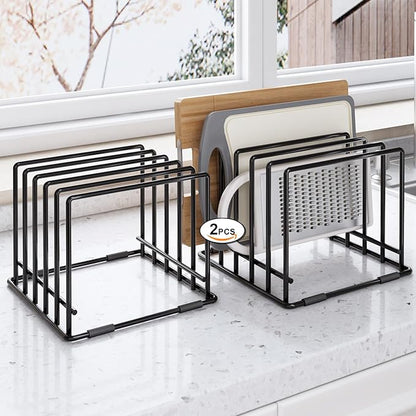 Veepus 2-pack 5-slot baking storage scratch-resistant cookie tray organizer with anti-slip frame for kitchen cabinet - portable and dust-resistant