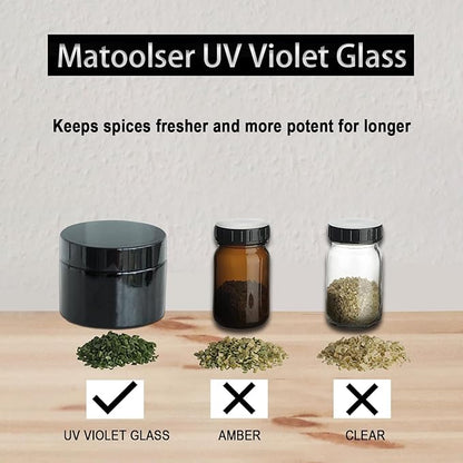 Black Glass Smell Proof Storage Jar 150ml Wide Mouth Airtight UV Protection Container for Spice Coffee