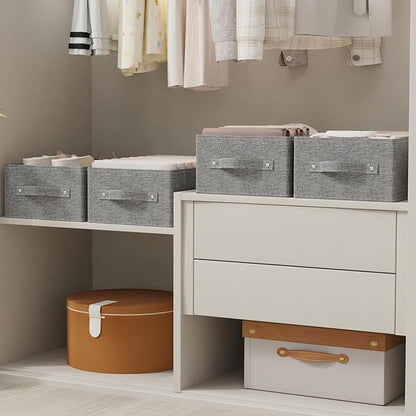 Collapsible Storage Bins, Fabric Organizer Baskets, Cube Boxes for Organizing Home, Office and Closet, Grey, 3 Pack, 13.0x9.0x5.5in