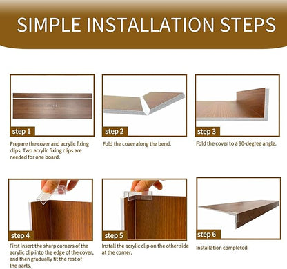 Wire Shelf Cover, Wire Rack Covers for Pantry,4 Pcs PVC Wood-Look Faux Wood Shelf Liners,47x12 Inch,0.24inch Thick for Home and Kitchen Organization