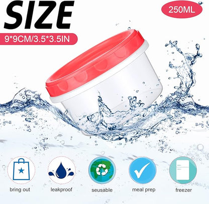 Sieral 36 Pack 8 oz Freezer Containers with Lids Reusable Deli Freezer Storage Containers Stackable Plastic Thick Twist Top Jars for Takeout Food Round Wide Mouth Lunch Snack (Red)