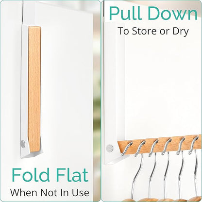 Over The Door Clothes Hanger – Portable Retractable Travel-Friendly Laundry Room Hanging Rack – Convenient Over The Door Drying Rack for Laundry Ease - 2PCS (White)