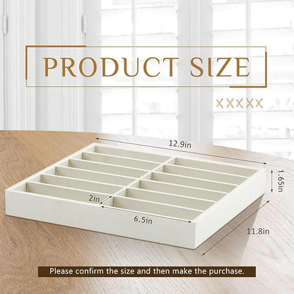 Amylove 2 Pcs Sunglass Organizer Trays Glasses Stackable Jewelry Trays Sunglass Organizer Display Box (12 Grids,Beige)