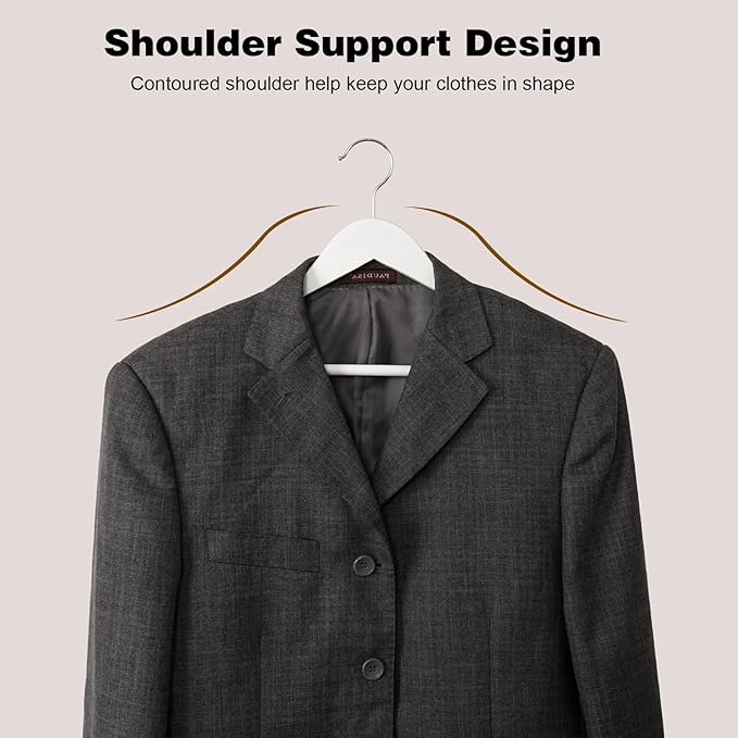 Hapmira Premium Wooden Hangers 10 Pack, Natural Solid Wood Hangers with Trouser Rods and Shoulder Notches, Space Saving for Suits, Shirts, Jackets, Dresses and Pants (10, White)