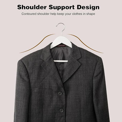 Hapmira Premium Wooden Hangers 10 Pack, Natural Solid Wood Hangers with Trouser Rods and Shoulder Notches, Space Saving for Suits, Shirts, Jackets, Dresses and Pants (10, White)