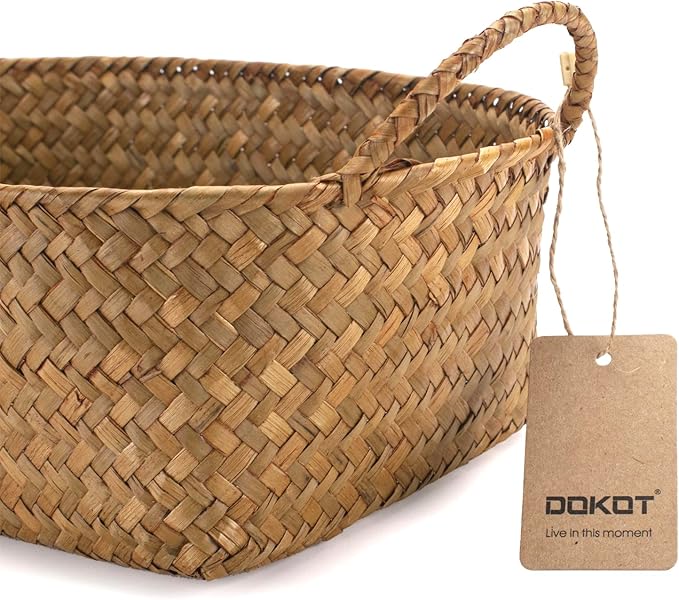 DOKOT Woven Rattan Baskets - Set of 3, Perfect for Kitchen Storage and Organizing Fruits