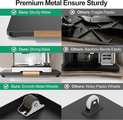 GSlife Heavy Duty Metal Appliance Slider Tray for Stand Mixer, Espresso Machine, Coffee Maker, Air Fryer, Instant Pot, with Removable Absorbent Mat, Horizontal or Vertical Setup, 15.3"x11.4", Black