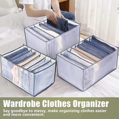 TOOVREN Drawer Organizers for Clothing 6PCS, Wardrobe Clothes Organizer, Dresser Drawer Organizer Clothes Jeans Storage Socks Underwear Organizer (Shirt+Jeans+T-Shirt+Bra+Underwear+Socks Grids, Gray)