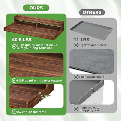 VOPEAK Washer and Dryer Countertop with Shelf, 2-Tier Washer Dryer Topper, 54" x 27.5" Spacious Laundry Countertop, Washing Machine Topper for Laundry Room Organization and Folding Clothes, Walnut