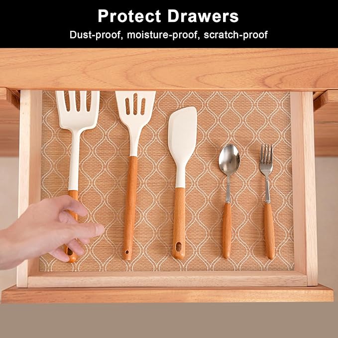 Cooyes Shelf Liner for Kitchen Cabinets Waterproof Kitchen Cupboard Liner Plastic Drawer Mats EVA Material Non Adhesive Fridge Mats for Shelves（17.5" W x 78.7" L）