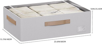 CYhom Underbed Storage Bins With Metal Frame, 10" High Under Bed Storage Containers, Large Capacity Under Bed Organizer Boxes (Grey, 23.6” L x 15.7” W x 10” H)