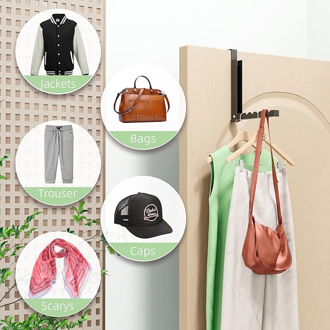 WLCSNG 2 Pack Over The Door Hanger, Folding Over The Door Drying Rack for Laundry,Foldable Over The Door Clothes Hanger,Small Clothes Drying Rack for Dorm Portable Black