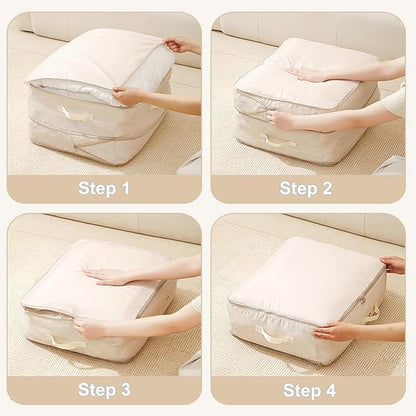 Ultra Space Saving Self Compression Organizer, Large Capacity Storage Bag, Self Compression Heavy Duty Organizer for Comforters Blanket Bedding Duvet (Gray, Thin Version, X-Large, 21x17x24in)