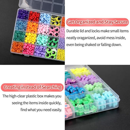 IOOLEEM 42 Grids Plastic Bead Organizer Box, Organizer Container Storage Box, Dividers for bead arts and crafts.(2 Pack)