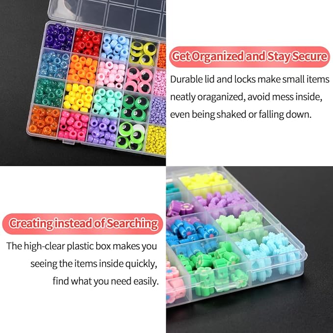 IOOLEEM 42 Grids Plastic Bead Organizer Box, Organizer Container Storage Box, Dividers for bead arts and crafts.