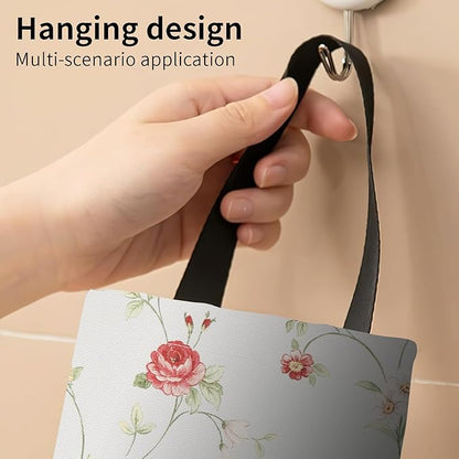 Plastic Bag Holder, Wall Mount Grocery Bag Organizer, Boho White Flowers