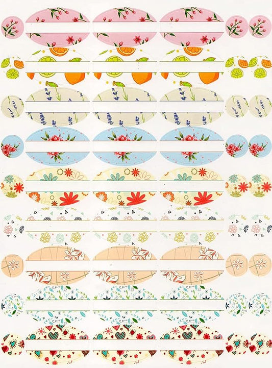 Essential Oil Labels Stickers for Bottles Round Chapstick Labels for Tubes Plant Pattern Botanical Aesthetic Label Sticker
