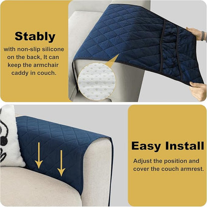 Gloserin Remote Control Holder for Recliner,Armchair Caddy,Non Slip Sofa Armrest Storage Organizer for Recliner Couch with 6 Pockets for TV Remote,Cell Phone,Magazine (Navy)