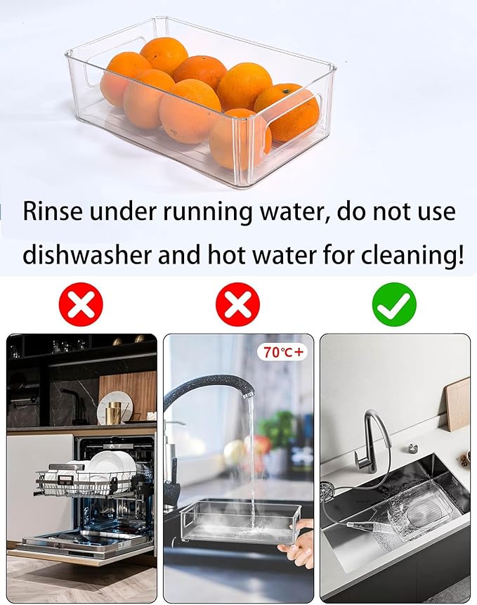 Refrigerator Organizer Bins 3 Pack Fridge Organizers with Handles Clear Freezer Storage Containers for Pantry, Cabinets,Shelves, Drawer – Plastic Kitchen Organizers