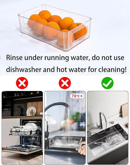 Refrigerator Organizer Bins 3 Pack Fridge Organizers with Handles Clear Freezer Storage Containers for Pantry, Cabinets,Shelves, Drawer – Plastic Kitchen Organizers