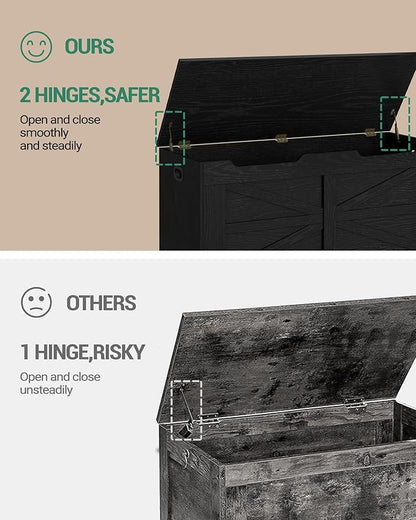 39.4" Storage Chest, Extra Large Storage Trunk with 2 Hinges, Wooden Box Bench, Lift-Top Organizer Chest, Shoe Bench for Entryway, Bedroom, Living Room, Black SB03404X