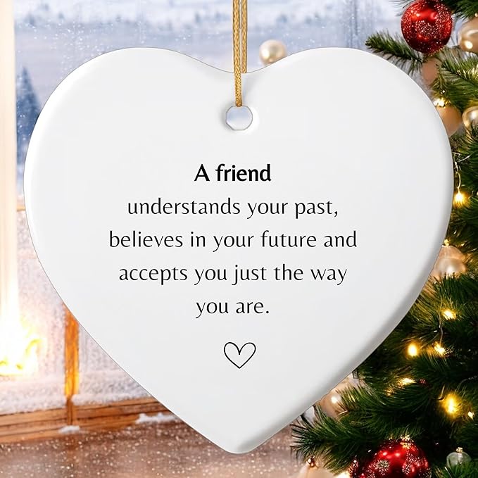 HatafaFurni Friendship for Wedding Gifts, Friend Understands Your Past, Birthday Gifts, Anniversary Ornament, Best Friend Ornaments for Home Decor, Aesthetic Decor Car, Ceramic Ornament 2.9"