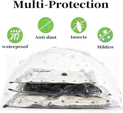 Lazyfeel 12-Pack Vacuum Travel Storage Bags with Electric Pump, Space Saver Compression Bags for Suitcases & Home Storage, 3 Sizes for Clothes, Quilts & Travel, Portable USB Rechargeable Pump