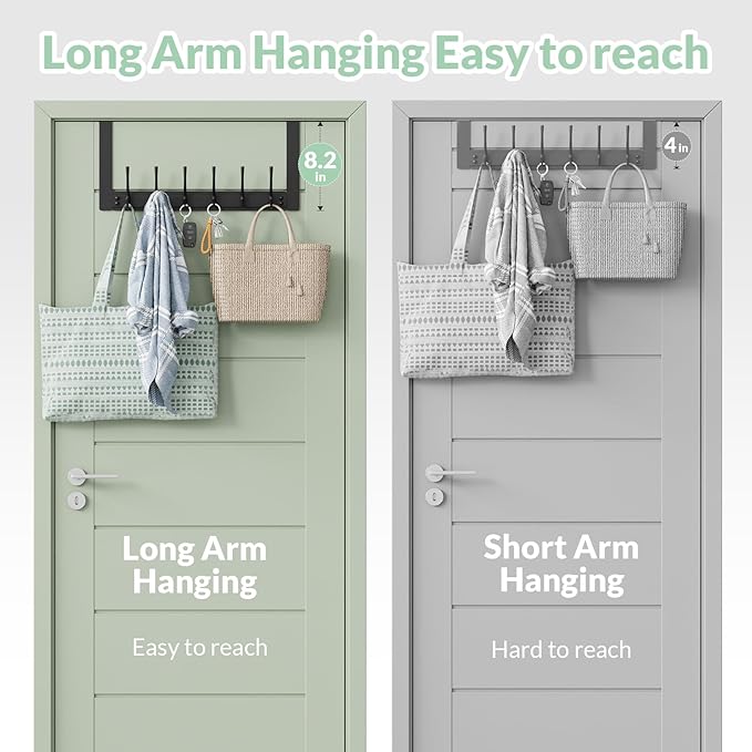 Over The Door Hooks with 6 Hooks for Hanging-Space-Saving,Over The Door Hanger,Over The Door Towel Rack,Towel Hanger for Bathroom,Guaranteed Quality & Compressed Packaging (1, Black-Unassembled)