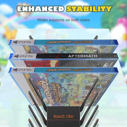 Video Game Storage Wall Mount - 8PCS Heavy-Duty Metal Game Case Holder Media Storage Shelves for PS, Xbox, DVD, Switch Game Organizer Display Stand, Holds up to 152