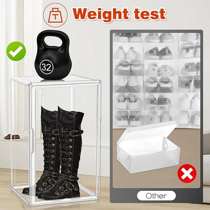 EZJOB 23.6'' Tall Acrylic Display Case XXXXX-Large Purse Handbag Organizer 13.8''x 12.2''x 23.6'' Clear Tall Boot Totes Storage Box Transparent Huge Figure Collectibles Showcase with Magnetic Lid