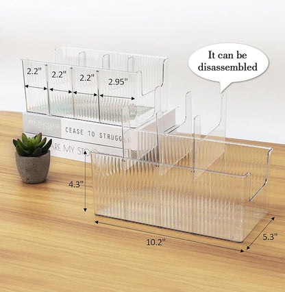 AUOIKK Acrylic Belt Organizer - 2 Pack with Adjustable 4 Compartments & Stackable Design, Clear Storage for Closet and Drawer Organization
